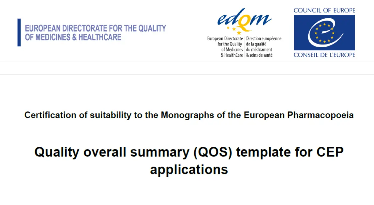 Quality overall summary (QOS) template for CEP applications